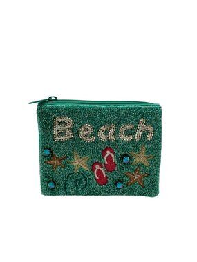 MMS Brands Blue Beaded Beach Theme Coin Purse